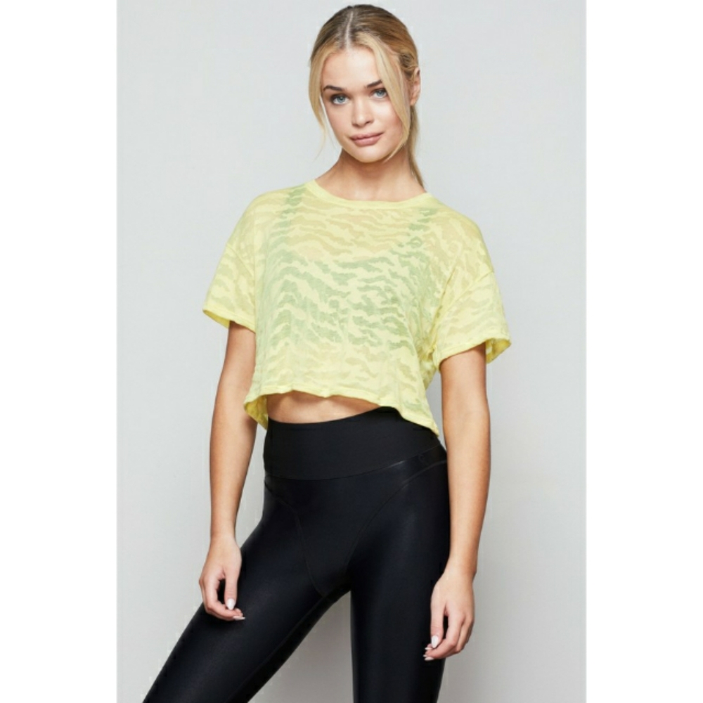 Sun Beam | Good American | Zebra Burnout Short Sleeve View 3